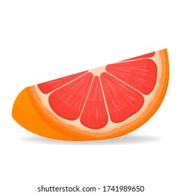 Fresh bright exotic cut slice grapefruit isolated on white background. Summer fruits for healthy lifestyle. Organic fruit. Cartoon style. Vector illustration for any design.