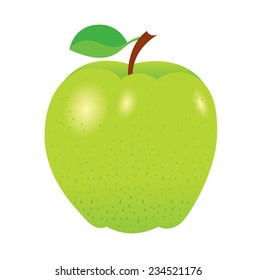 fresh bright green apple - the symbol of healthy eating - vector illustration