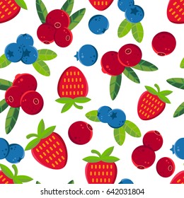 Fresh and bright summer berries  vector seamless pattern. Conveniently grouped and easily editable. Positive summer design