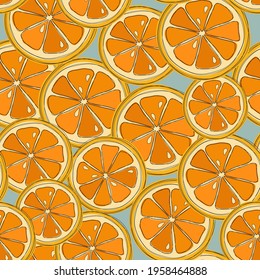 Fresh bright summer pattern with orange slices