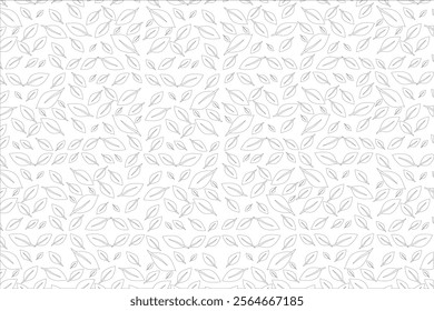 Fresh bright white leaf motif, with a symmetrical pattern on a white background. This design provides a modern natural feel, suitable for various design and decoration purposes.