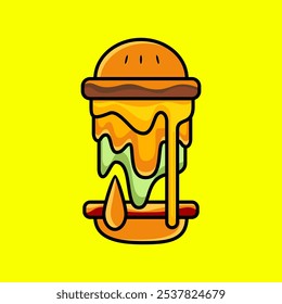 Fresh bright yellow background burger vector isolated, can be used for restaurant menu book banner sticker food stall street, EPS10 file can be edited
