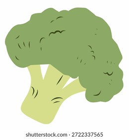 Frische Brokkoli im flachen Illustrationsstil für gesunde Lebensmittel und Ernährungsthemen. Ideal für Diätpläne, Koch-Visuals und Wellness-Inhalte.