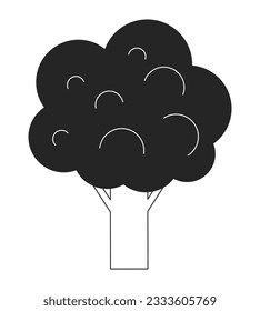 Fresh broccoli flat monochrome isolated vector object. Organic vegetable. Editable black and white line art drawing. Simple outline spot illustration for web graphic design