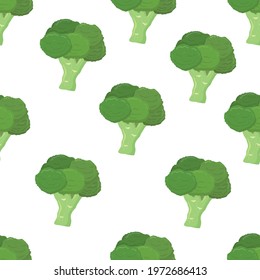 Fresh broccoli vector seamless pattern. Healthy broccoli texture on white background. Can be used as wallpaper, background, card or banner template, wrapping paper or for fabric and textile prints. 