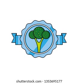 fresh broccoli vegetable seal stamp
