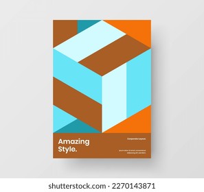 Diseño vectorial de diseño A4 de folleto nuevo. Resumen de hexágonos geométricos en la primera página de la ilustración.