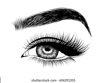 Fresh brown woman's eyes.Idea for cards.Print for t -shirt. Typography vector