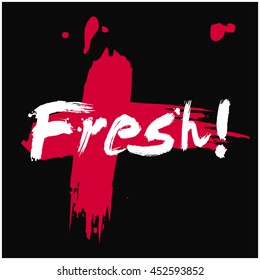 Fresh (Brush Lettering Vector Illustration Design Template)