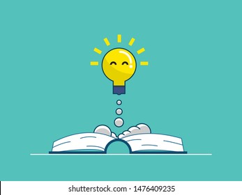 fresh bulb idea launch from open book vector illustration flat design