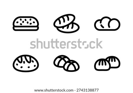 Fresh Bun Icon Set – Detailed Bakery Bread and Soft Pastry Symbol Collection for Cafe, Menu, and Food Branding Design