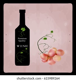 Fresh bunch of grapes purple pink on white background. Manufacturer of fresh juices and wine. Health and parties. Logo.