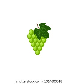 Fresh bunch of green white grade of grapes icon on white background. vector illustration in flat style