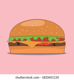 Hamburguesa fresca. Ilustración de vectores de comida rápida 