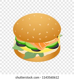 Fresh burger icon. Isometric of fresh burger vector icon for on transparent background