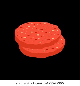 Fresh burger patty vector isolated in black background. Meat illustration vector. Cartoon isolated fresh organic meat