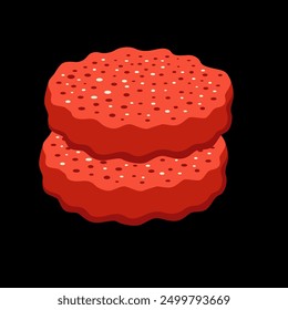 Fresh burger patty vector isolated in black background. Meat illustration vector. Cartoon isolated fresh organic meat