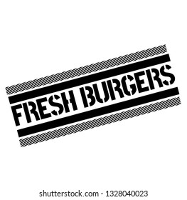 fresh burgers stamp on white
