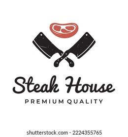 Fresh Butcher Shop Logo With Knife And Vintage Farm Animal Markings. Logos For Businesses, Restaurants, Labels, Stamps And Fresh Butcher Shops.