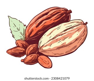 Fresh cacao snack, healthy and delicious icon isolated