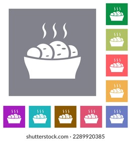 Fresh cake flat icons on simple color square backgrounds