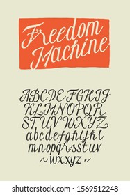 Fresh calligraphy script font. Stylish handwritten lettering alphabet vector.