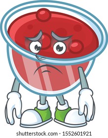 Fresh canberries sauce with afraid cartoon character.