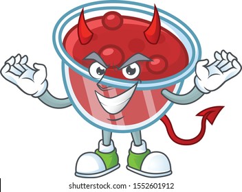 Fresh canberries sauce with devil cartoon character.