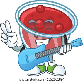 Fresh canberries sauce with guitar cartoon character.