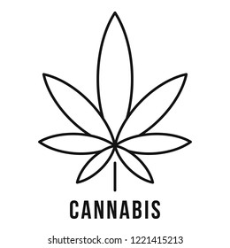 Fresh Cannabis Leaf Logo. Outline Fresh Cannabis Leaf Vector Logo For Web Design Isolated On White Background