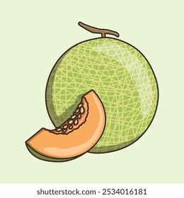 Fresh cantaloupe isolated on green background