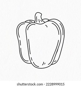 Linearte de hoja de verduras de Capsicum fresco. Diseño de la receta de ensaladas vegetarianas. ilustración vectorial en estilo plano