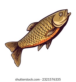 Fresh carp seafood icon design isolated