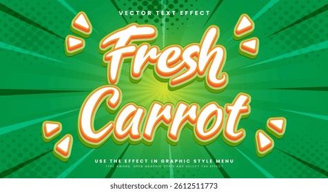 Fresh Carrot 3d editable text effect template suitable for Fruit style theme