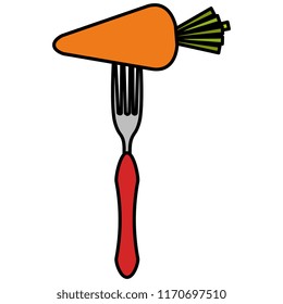 fresh carrot in fork