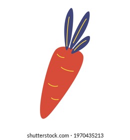 Fresh carrot icon. Health food. Vector illustration of fresh vegetable in cartoon flat simple style.