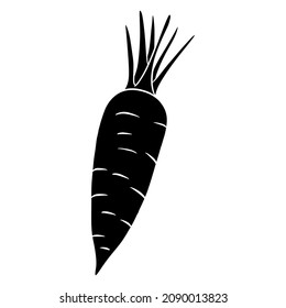 Fresh carrot. Ingredient for the kitchen. Silhouette. Vector illustration for design and decoration.