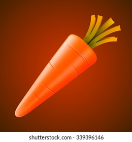 Fresh carrot isolated on dark background. Vector illustration.