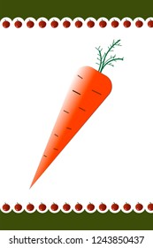 Fresh carrot isolated on vintage  background. Vector illustration.Concept for farmers market, organic food, grocery store. Natural product design. Logotype, badge, icon, banner, flyer, poster, tag