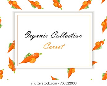 Fresh carrot label or sticker. Concept for farmers market, organic food, natural product design. Symbol for sauce product label or grocery store, shop and farm market design. Organic collection