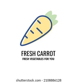 Fresh carrot simple logo template. Fresh vegetables vector icon design. lineal color style.