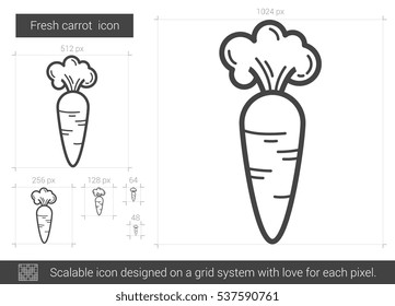 Fresh carrot vector line icon isolated on white background. Fresh carrot line icon for infographic, website or app. Scalable icon designed on a grid system.