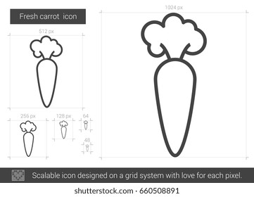 Fresh carrot vector line icon isolated on white background. Fresh carrot line icon for infographic, website or app. Scalable icon designed on a grid system.