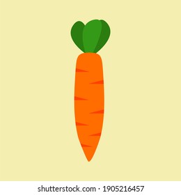 fresh Carrot, vegetable, food, vector flat style. Vector orange flat carrot icon. Vector vegetable symbol in flat style.