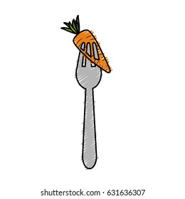 fresh carrot vegetable in the fork utensil