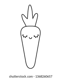 fresh carrot vegetable kawaii character