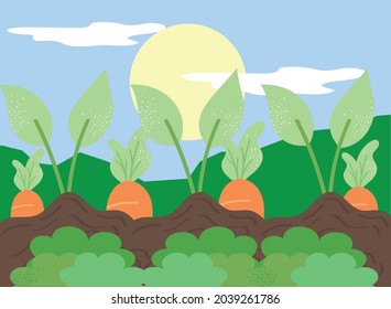 fresh carrots cultive scene icons