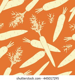 Fresh carrots hand drawn seamless pattern vector. Doodle background. Colorful illustration with sketch objects