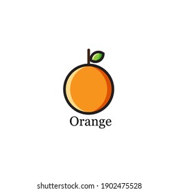 Fresh cartoon orange on white background. Orange icon. Abstract Orange, Icon Vector, Flat Design.