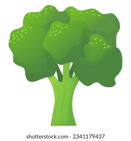 Fresh cartoon vegetable.Broccoli nature icon.Healthy food.Broccoli cabbage.Ripe green vegetable.Vegetarian natural food.Organic agriculture.Isolated on white background.Vector flat illustration.